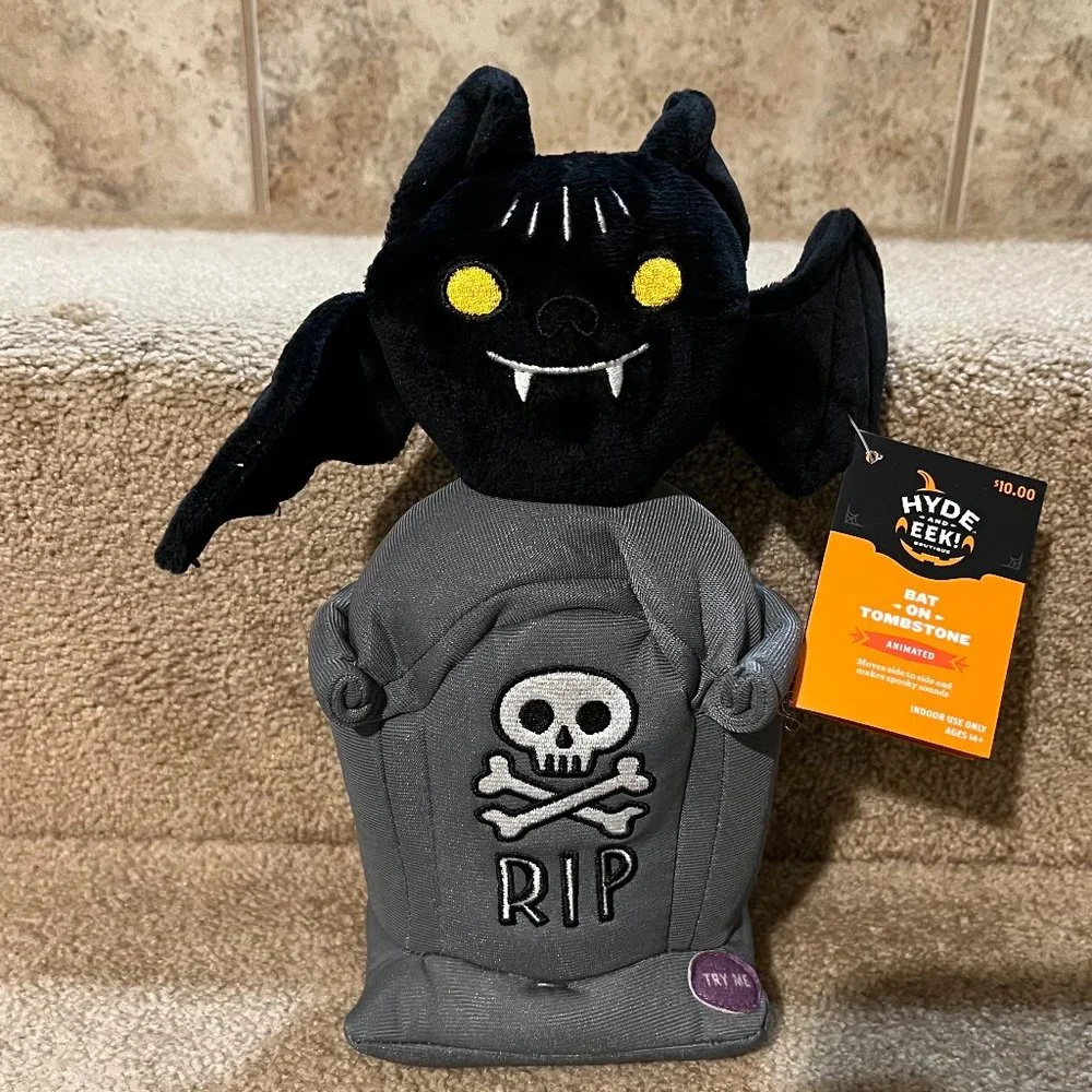Bat On Tombstone Animated Plush Halloween Decoration Hyde Eek 9